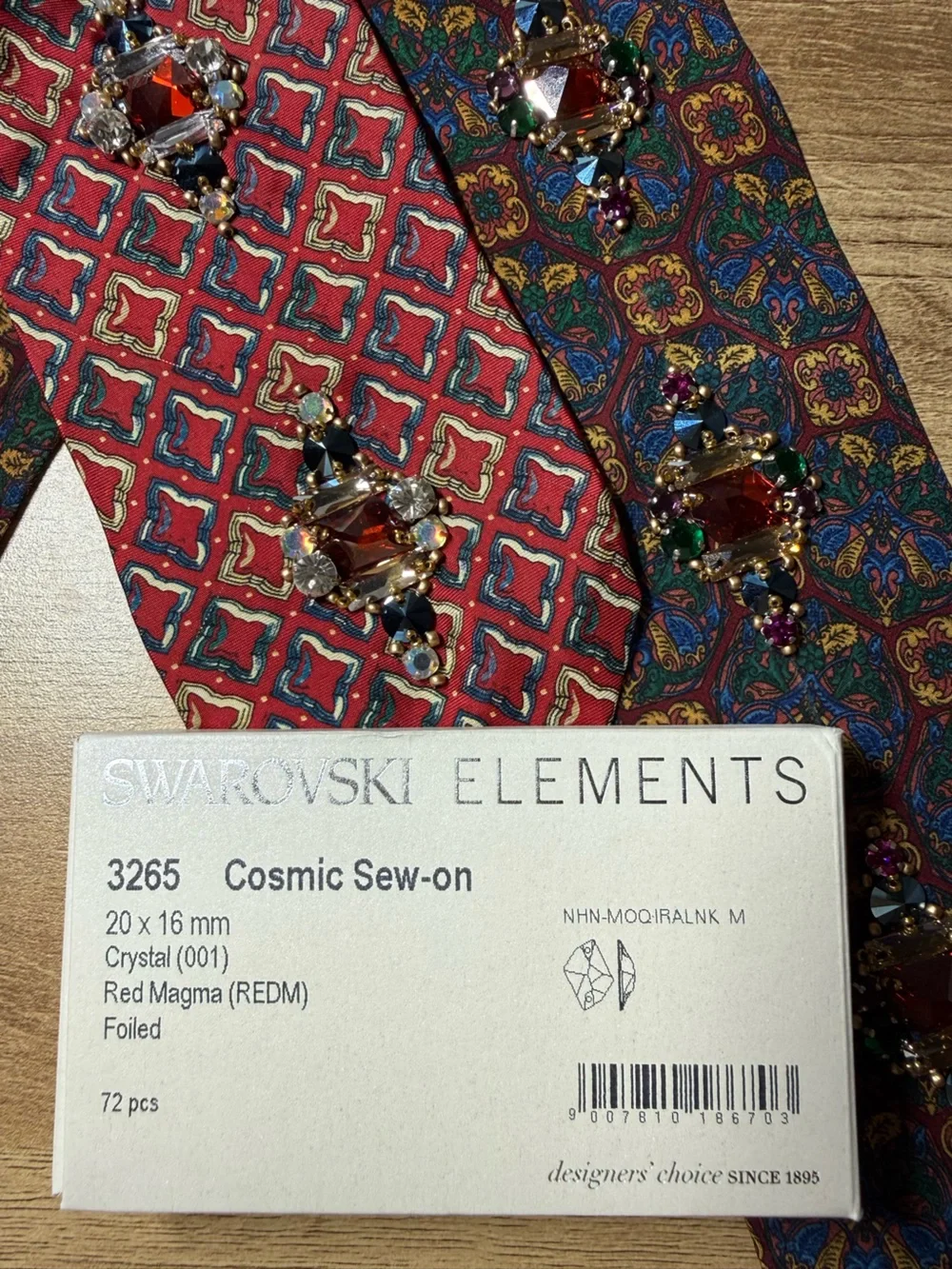 Dior Maroon Geometric Silk Tie with Swarovski Medallion Accents